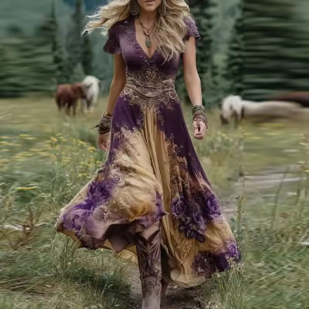 Celestine | Vloeiende bloemenjurk