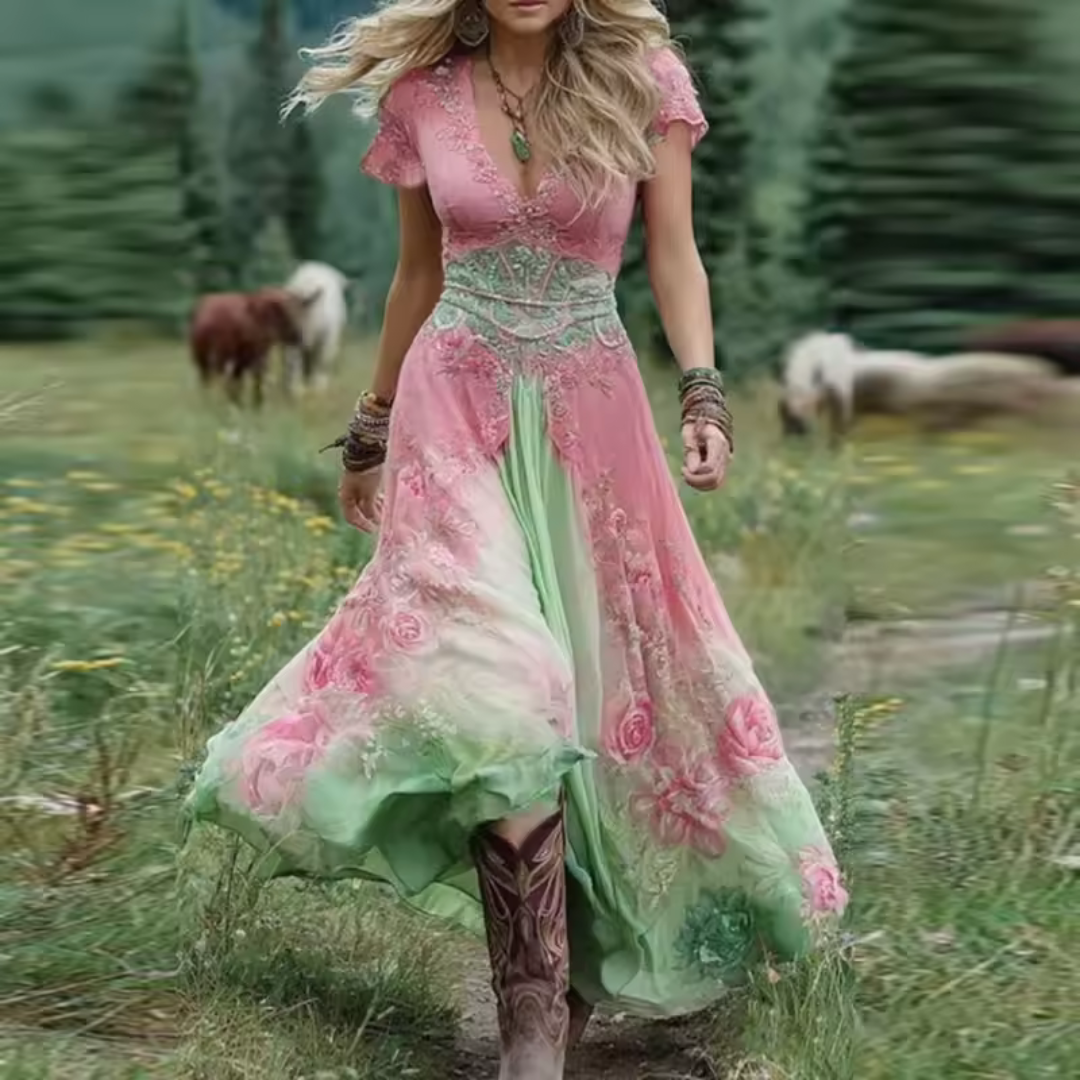 Celestine | Vloeiende bloemenjurk