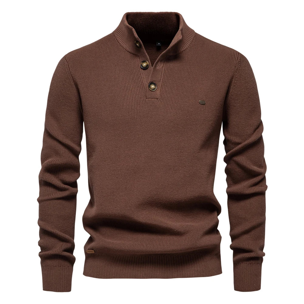Herenpullover met knoopdesign